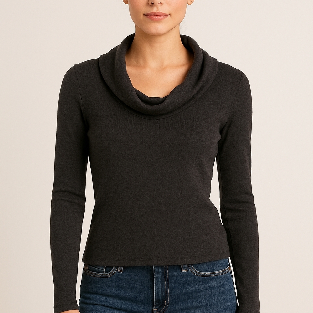 Wayf Black Turtleneck Top